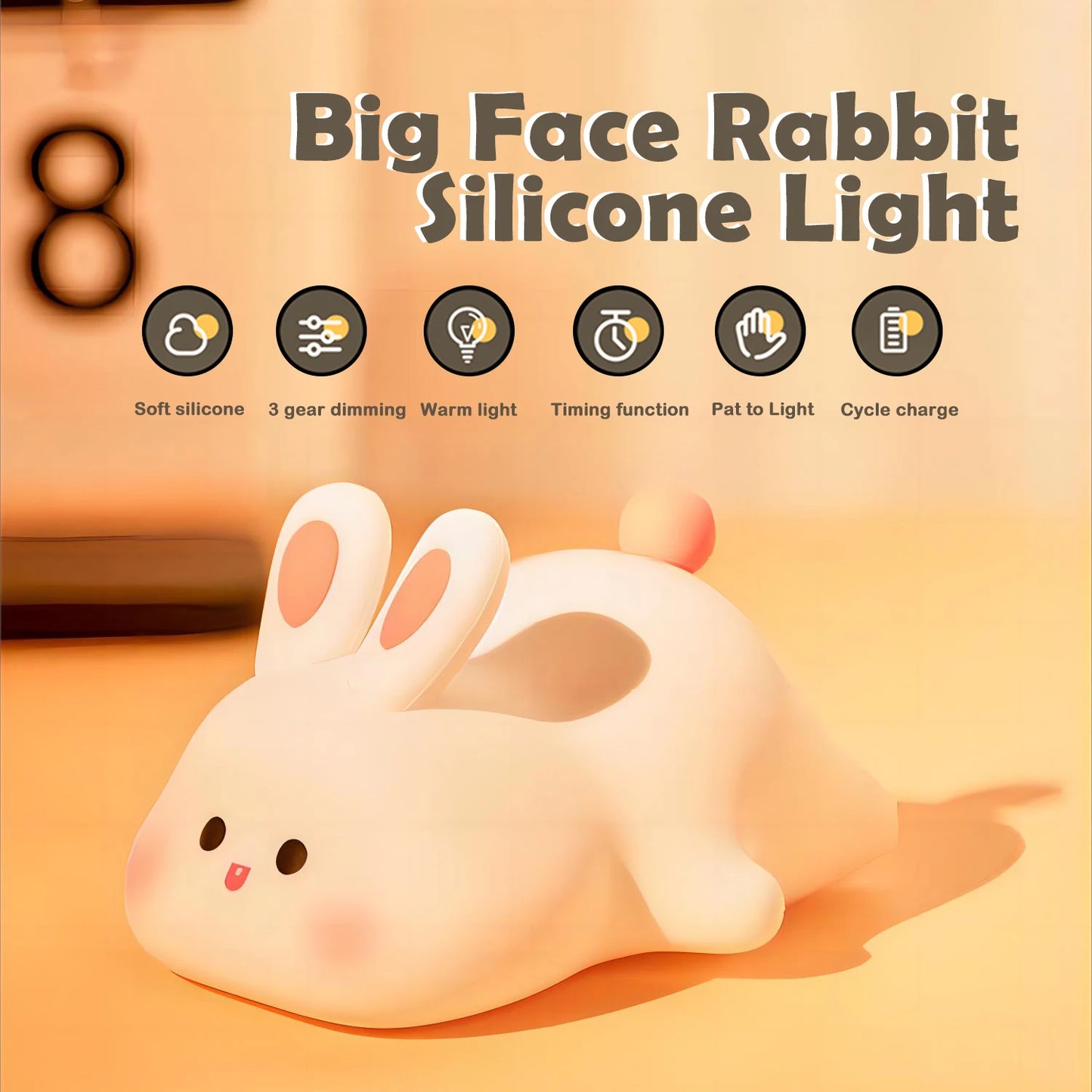 Veilleuse tactile en silicone souple – Renard & Lapin, rechargeable et à intensité réglable